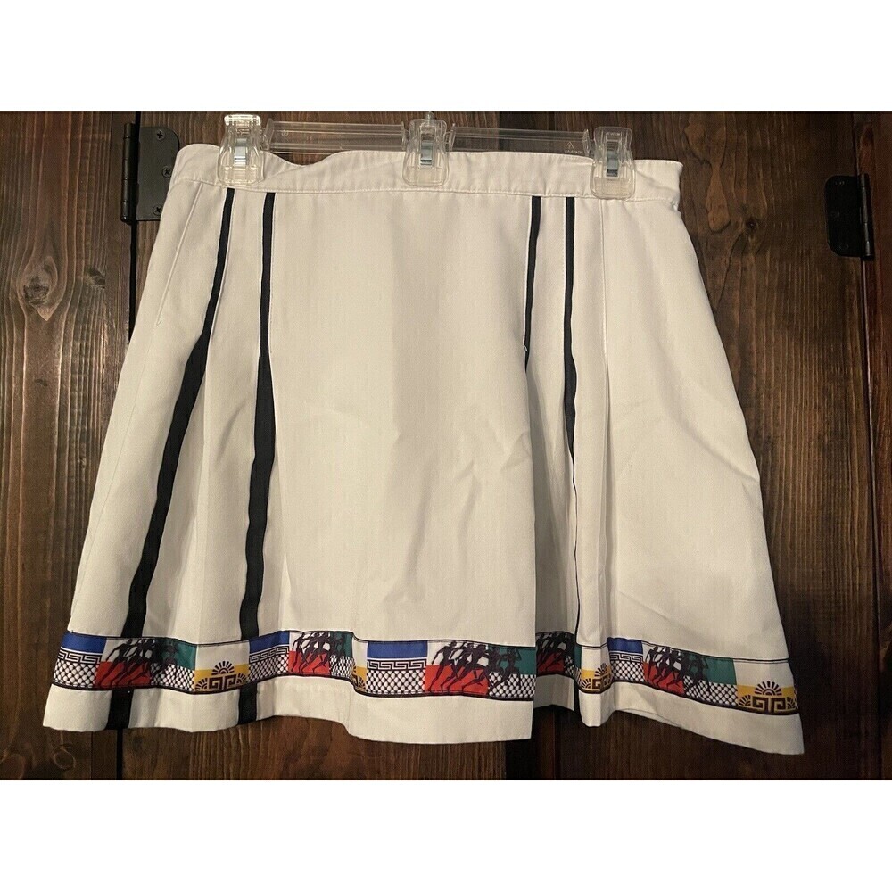 Tail vintage 80s 90s multicolor designer inspired print pleated tennis skirt 14